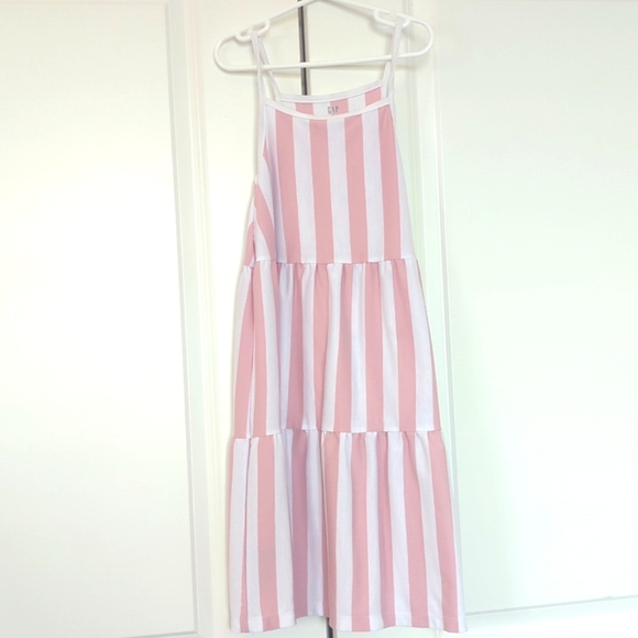 Bundle Of 2 Candy Cane GAP Kids Pink and White Striped Matching Dress Size 8&10 - Picture 4 of 7